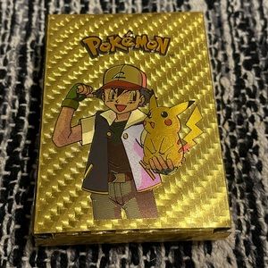 55 PCS- Gold Pokemon Cards TCG Deck Box,Card Group for Games or Collections